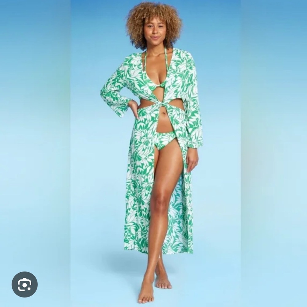 Green Floral Women's Swim Cover-Up